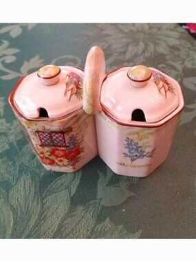 Arthur Wood "Cottage Door" 1920s Double Condiment Server